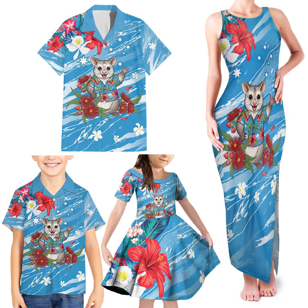 Australian Possum Eucalyptus Blossom Family Matching Tank Maxi Dress and Hawaiian Shirt Christmas Vibe - Aussie Hoodie