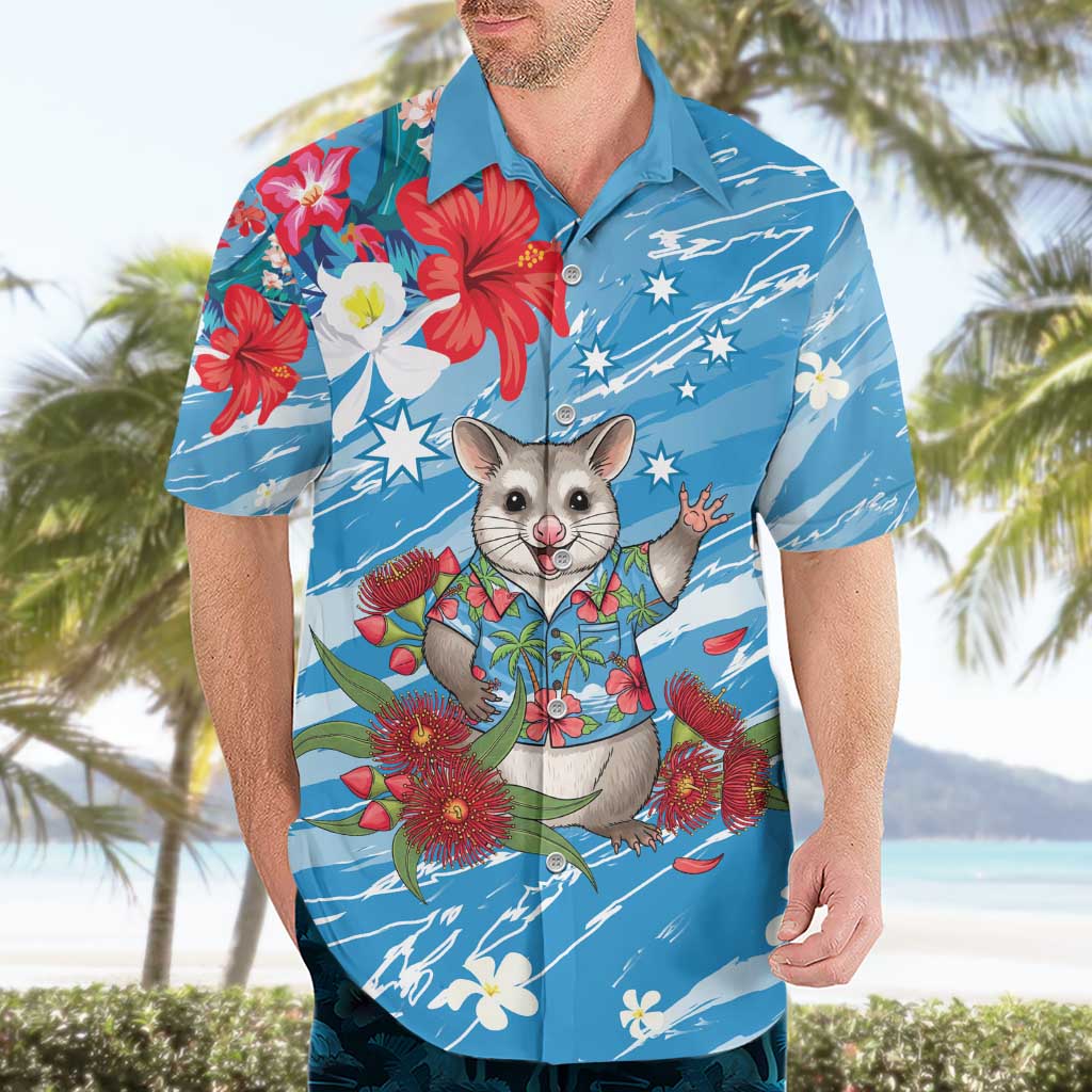 Australian Possum Eucalyptus Blossom Hawaiian Shirt Christmas Vibe - Aussie Hoodie