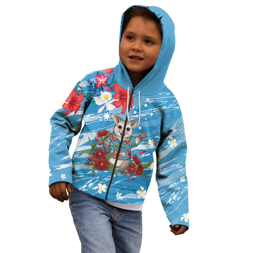 Australian Possum Eucalyptus Blossom Kid Hoodie Christmas Vibe - Aussie Hoodie