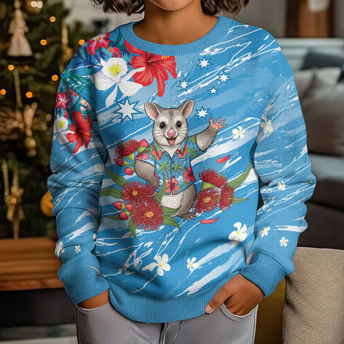 Australian Possum Eucalyptus Blossom Kid Ugly Christmas Sweater Christmas Vibe - Aussie Hoodie