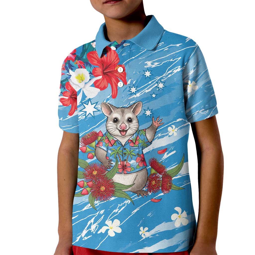 Australian Possum Eucalyptus Blossom Kid Polo Shirt Christmas Vibe - Aussie Hoodie