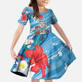 Australian Possum Eucalyptus Blossom Kid Short Sleeve Dress Christmas Vibe - Aussie Hoodie