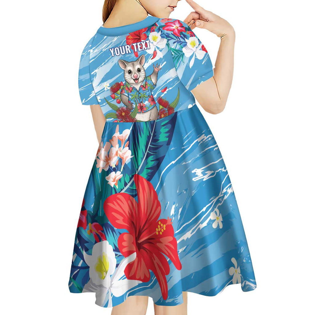 Australian Possum Eucalyptus Blossom Kid Short Sleeve Dress Christmas Vibe - Aussie Hoodie