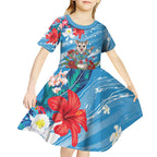Australian Possum Eucalyptus Blossom Kid Short Sleeve Dress Christmas Vibe - Aussie Hoodie