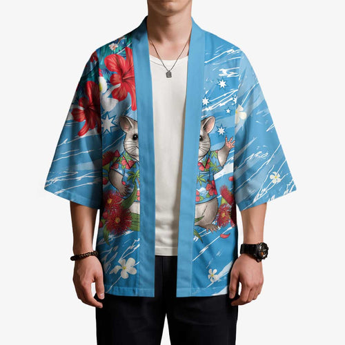 Australian Possum Eucalyptus Blossom Kimono Christmas Vibe - Aussie Hoodie