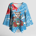 Australian Possum Eucalyptus Blossom Kimono Sleeve Blouse Christmas Vibe - Aussie Hoodie