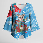 Australian Possum Eucalyptus Blossom Kimono Sleeve Blouse Christmas Vibe - Aussie Hoodie