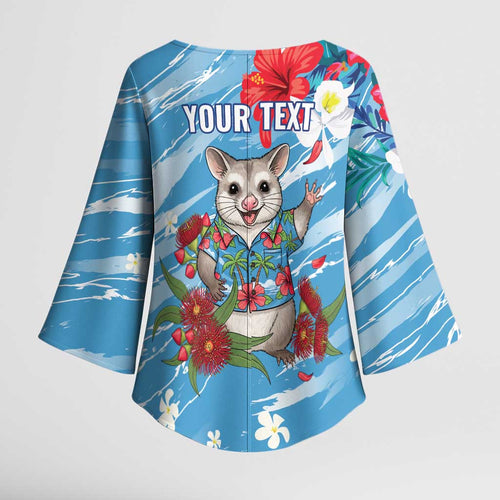 Australian Possum Eucalyptus Blossom Kimono Sleeve Blouse Christmas Vibe - Aussie Hoodie