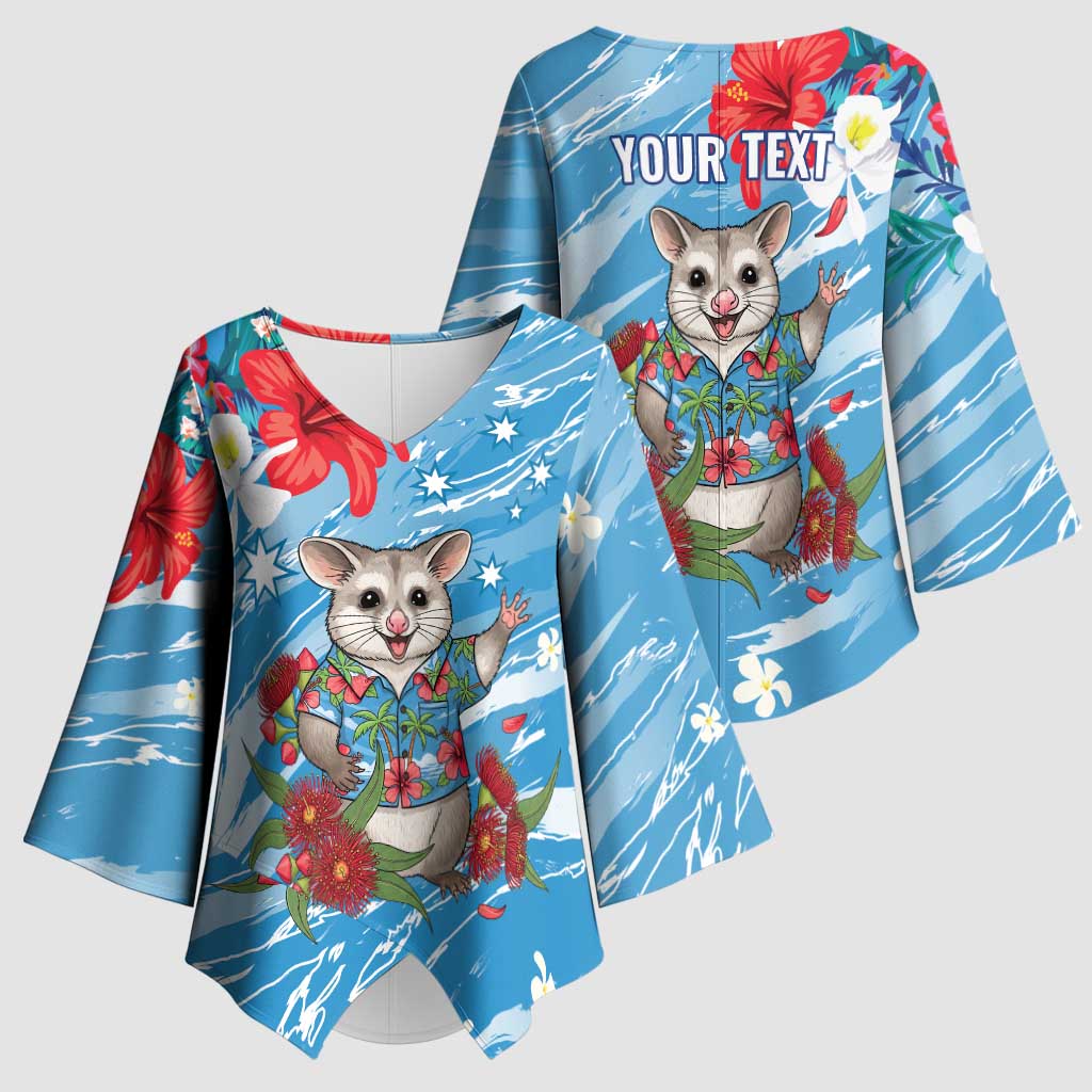 Australian Possum Eucalyptus Blossom Kimono Sleeve Blouse Christmas Vibe - Aussie Hoodie