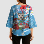Australian Possum Eucalyptus Blossom Kimono Sleeve Blouse Christmas Vibe - Aussie Hoodie