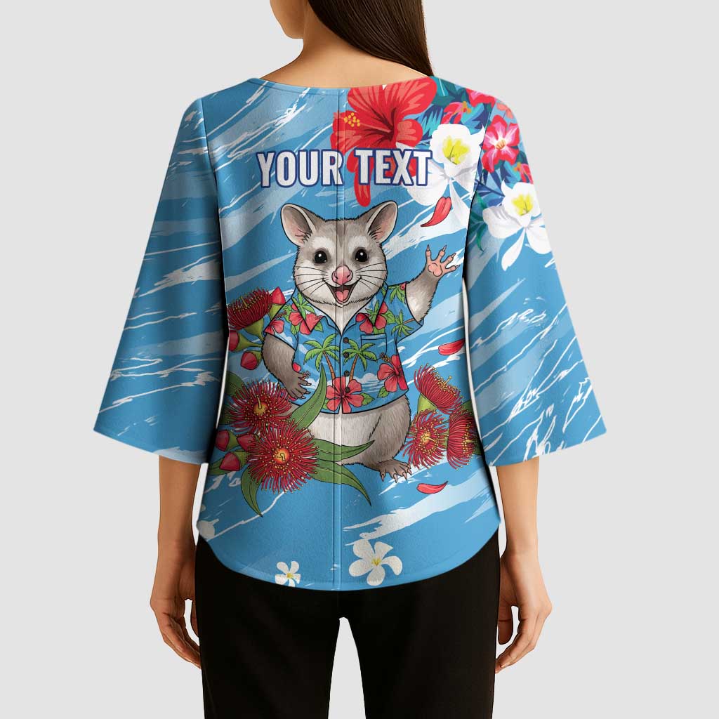 Australian Possum Eucalyptus Blossom Kimono Sleeve Blouse Christmas Vibe - Aussie Hoodie