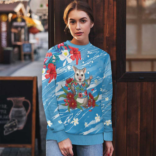 Australian Possum Eucalyptus Blossom Ugly Christmas Sweater Christmas Vibe - Aussie Hoodie