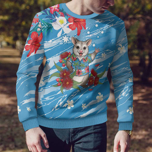 Australian Possum Eucalyptus Blossom Ugly Christmas Sweater Christmas Vibe - Aussie Hoodie