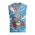 Australian Possum Eucalyptus Blossom Christmas Knitted V-Neck Vest Christmas Vibe - Aussie Hoodie