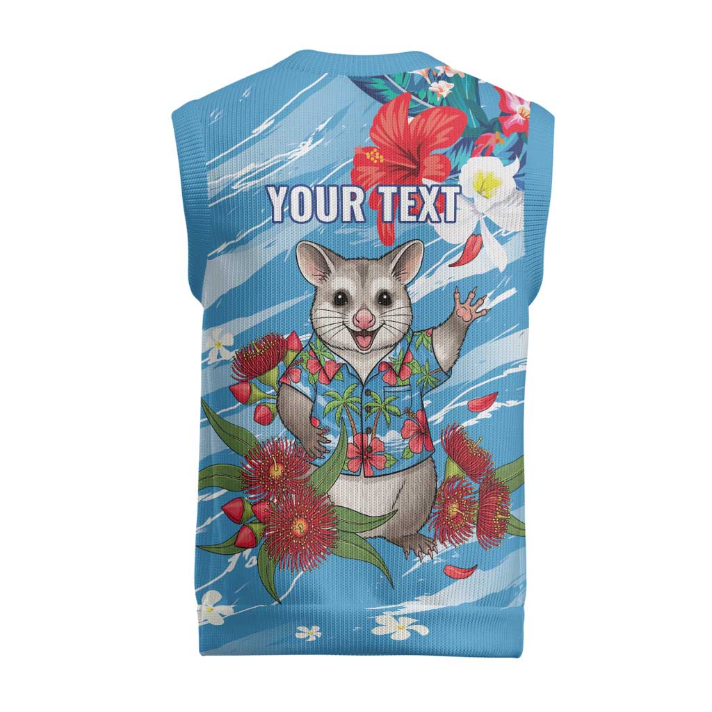 Australian Possum Eucalyptus Blossom Christmas Knitted V-Neck Vest Christmas Vibe - Aussie Hoodie