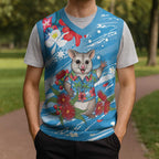 Australian Possum Eucalyptus Blossom Christmas Knitted V-Neck Vest Christmas Vibe - Aussie Hoodie
