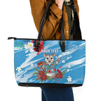 Australian Possum Eucalyptus Blossom Leather Tote Bag Christmas Vibe - Aussie Hoodie