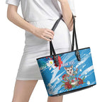 Australian Possum Eucalyptus Blossom Leather Tote Bag Christmas Vibe - Aussie Hoodie