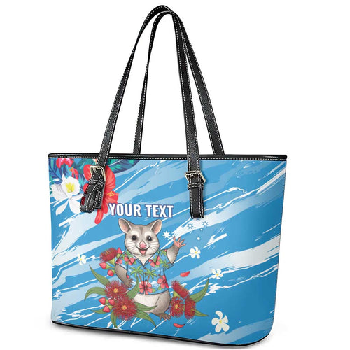 Australian Possum Eucalyptus Blossom Leather Tote Bag Christmas Vibe - Aussie Hoodie