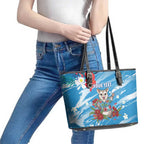Australian Possum Eucalyptus Blossom Leather Tote Bag Christmas Vibe - Aussie Hoodie