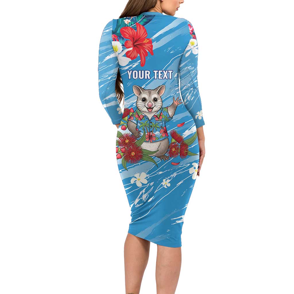 Australian Possum Eucalyptus Blossom Long Sleeve Bodycon Dress Christmas Vibe - Aussie Hoodie