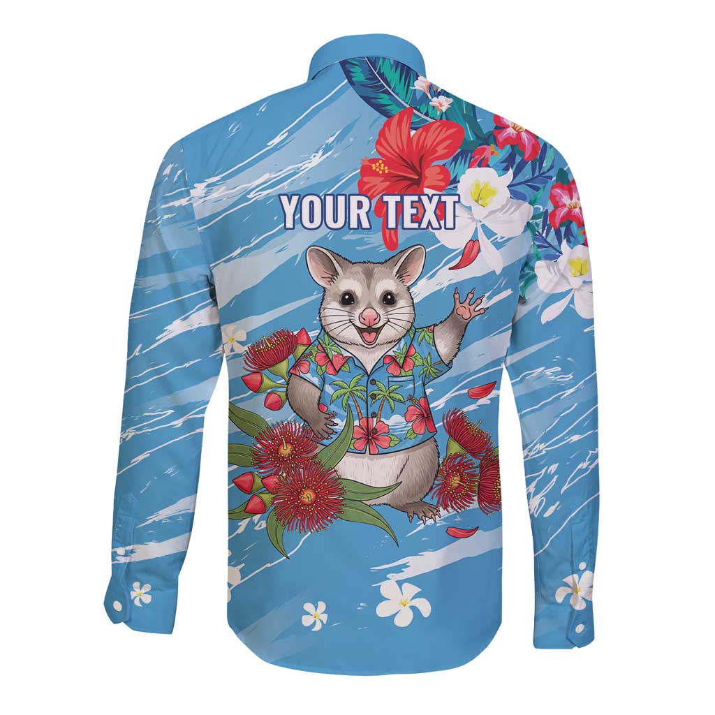 Australian Possum Eucalyptus Blossom Long Sleeve Button Shirt Christmas Vibe - Aussie Hoodie