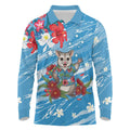 Australian Possum Eucalyptus Blossom Long Sleeve Polo Shirt Christmas Vibe - Aussie Hoodie