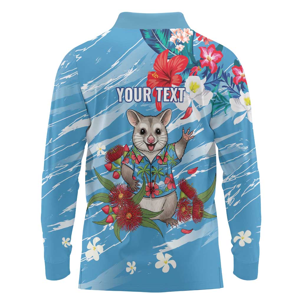 Australian Possum Eucalyptus Blossom Long Sleeve Polo Shirt Christmas Vibe - Aussie Hoodie