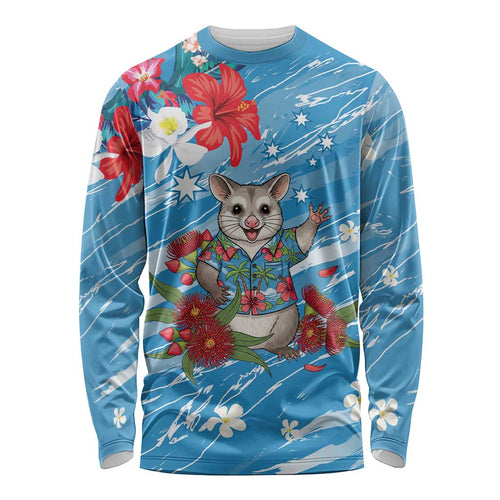 Australian Possum Eucalyptus Blossom Long Sleeve Shirt Christmas Vibe - Aussie Hoodie