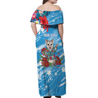 Australian Possum Eucalyptus Blossom Off Shoulder Maxi Dress Christmas Vibe - Aussie Hoodie