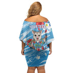 Australian Possum Eucalyptus Blossom Off Shoulder Short Dress Christmas Vibe - Aussie Hoodie