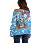 Australian Possum Eucalyptus Blossom Off Shoulder Sweater Christmas Vibe - Aussie Hoodie