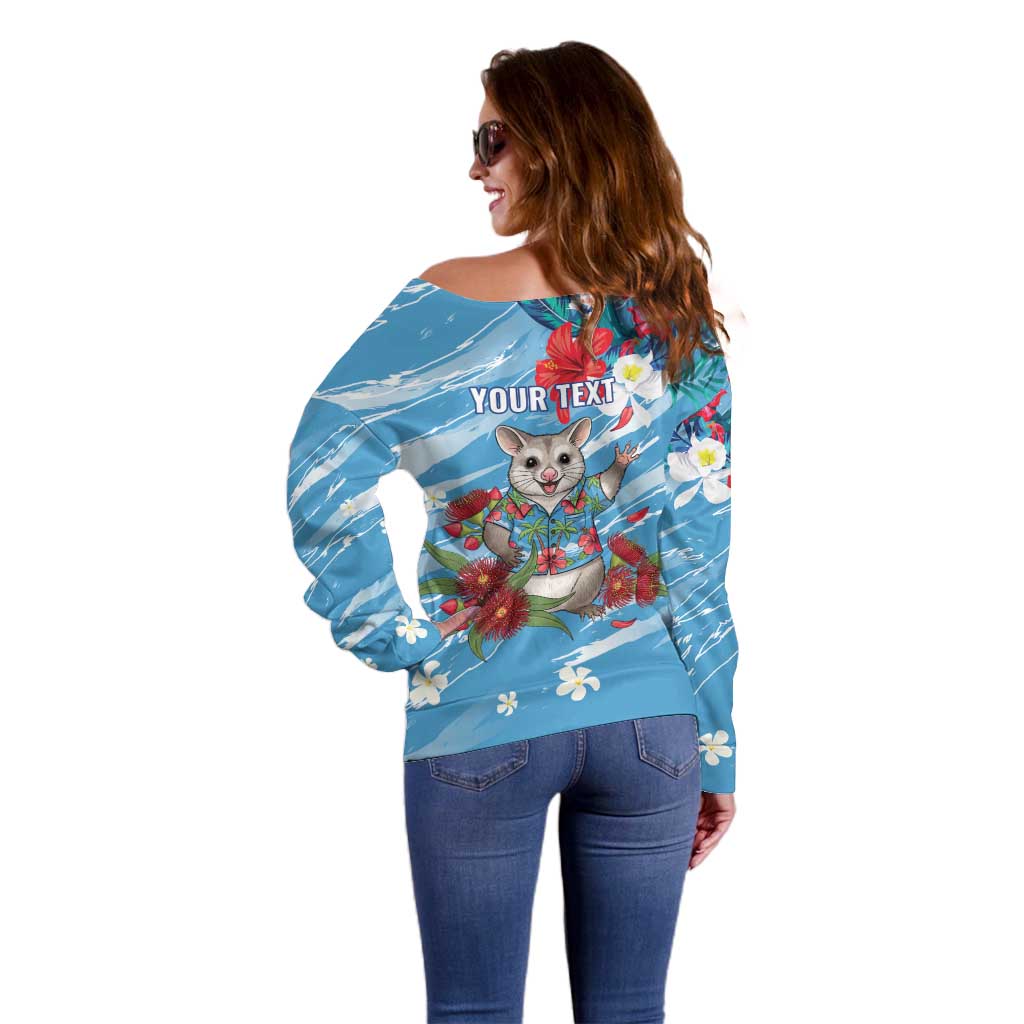 Australian Possum Eucalyptus Blossom Off Shoulder Sweater Christmas Vibe - Aussie Hoodie
