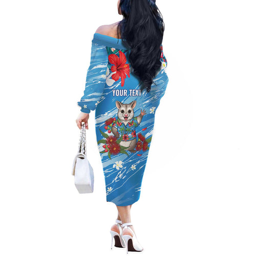 Australian Possum Eucalyptus Blossom Off The Shoulder Long Sleeve Dress Christmas Vibe - Aussie Hoodie