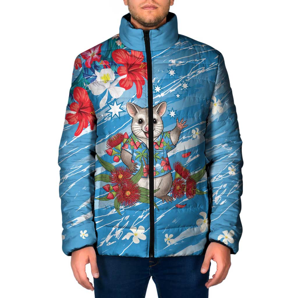 Australian Possum Eucalyptus Blossom Padded Jacket Christmas Vibe - Aussie Hoodie