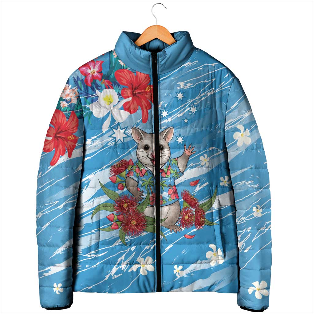 Australian Possum Eucalyptus Blossom Padded Jacket Christmas Vibe - Aussie Hoodie