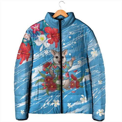 Australian Possum Eucalyptus Blossom Padded Jacket Christmas Vibe - Aussie Hoodie