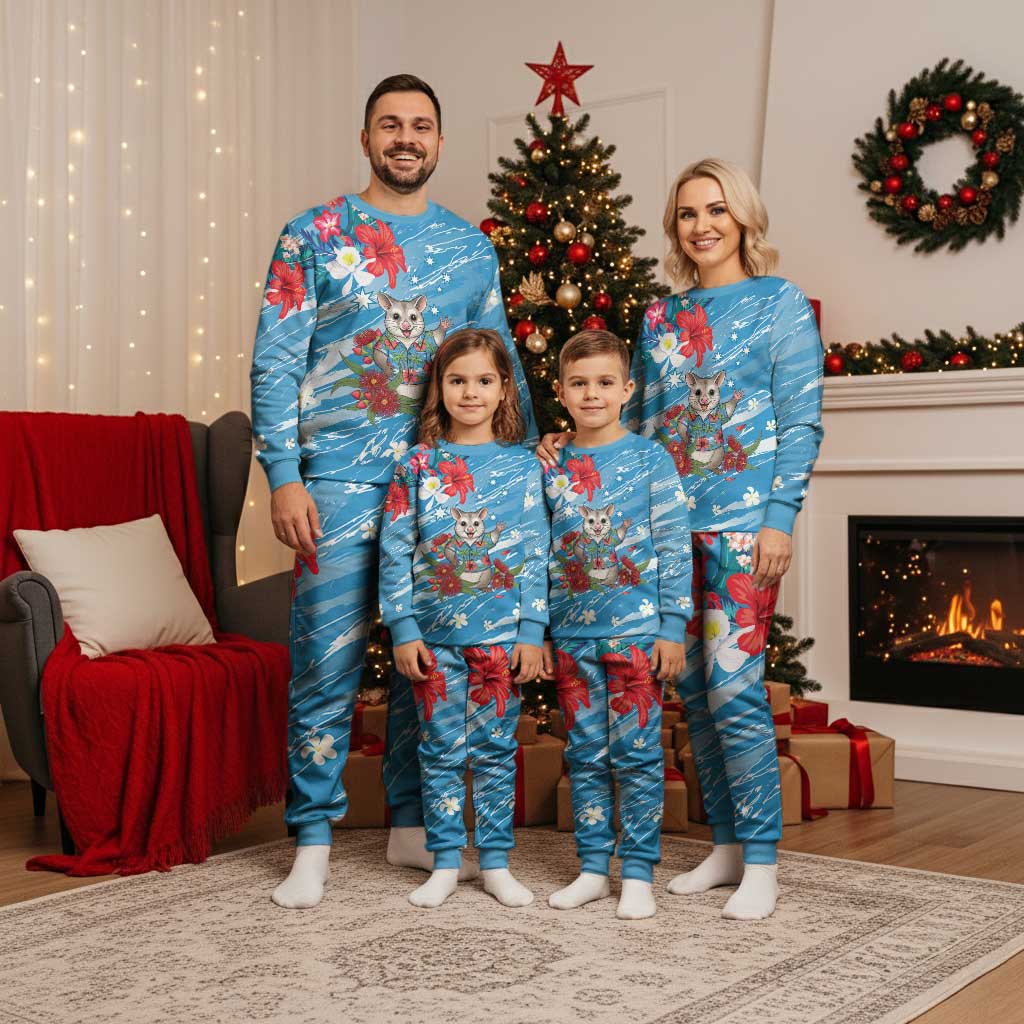 Australian Possum Eucalyptus Blossom Christmas Pajama Set Christmas Vibe - Aussie Hoodie