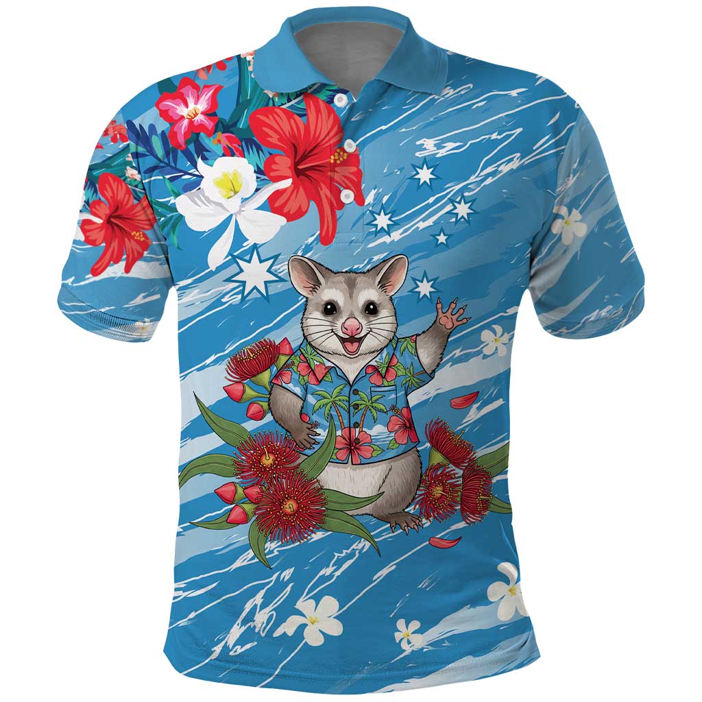 Australian Possum Eucalyptus Blossom Polo Shirt Christmas Vibe - Aussie Hoodie
