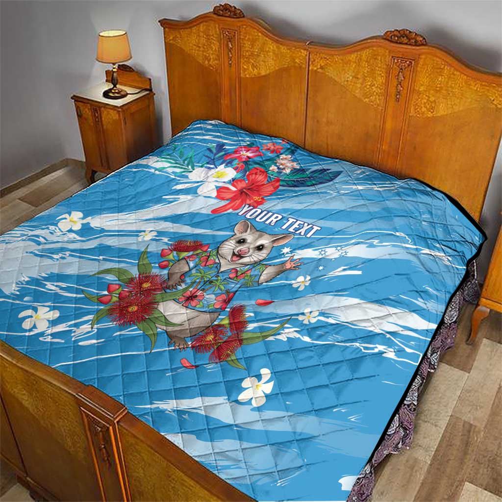 Australian Possum Eucalyptus Blossom Quilt Christmas Vibe - Aussie Hoodie