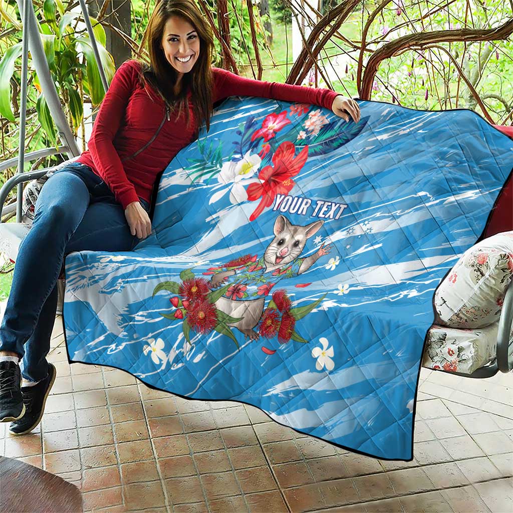 Australian Possum Eucalyptus Blossom Quilt Christmas Vibe - Aussie Hoodie