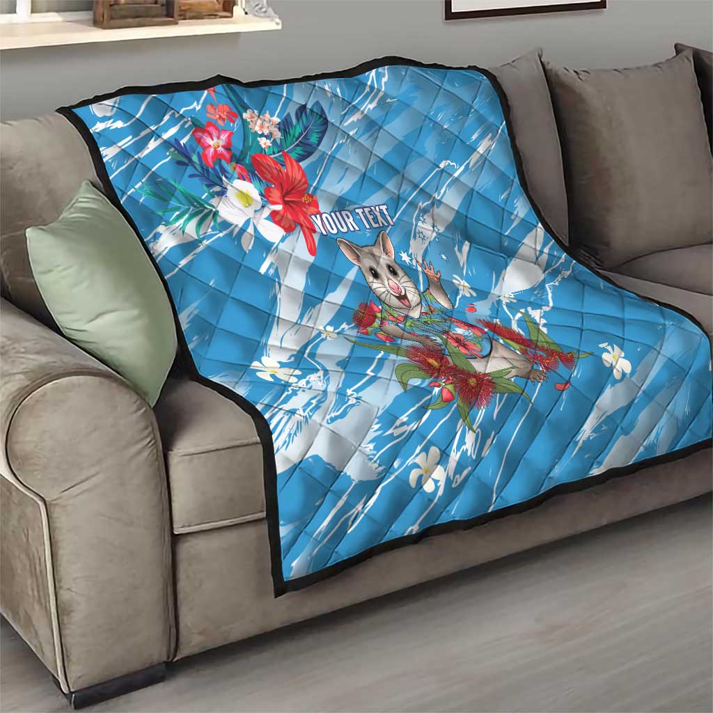 Australian Possum Eucalyptus Blossom Quilt Christmas Vibe - Aussie Hoodie