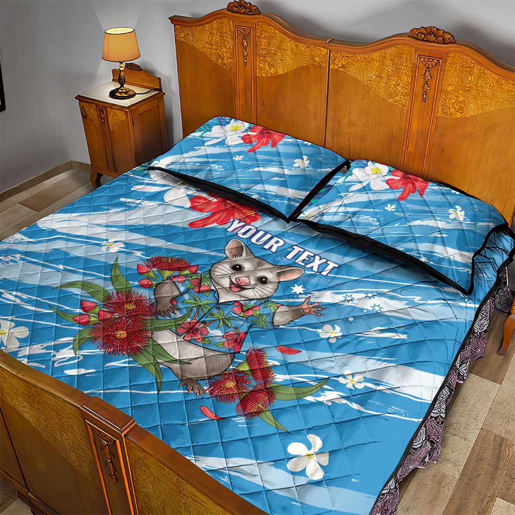 Australian Possum Eucalyptus Blossom Quilt Bed Set Christmas Vibe - Aussie Hoodie