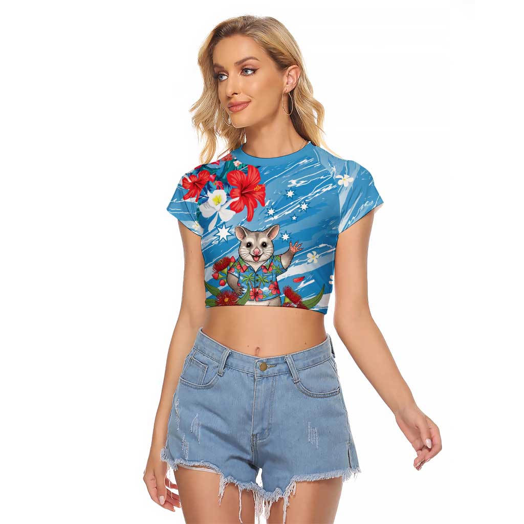 Australian Possum Eucalyptus Blossom Raglan Cropped T Shirt Christmas Vibe - Aussie Hoodie