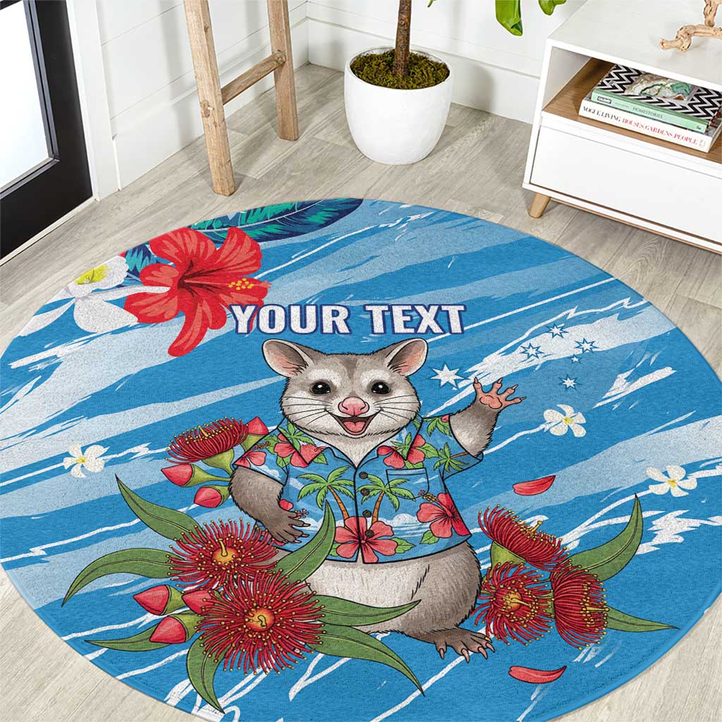 Australian Possum Eucalyptus Blossom Round Carpet Christmas Vibe - Aussie Hoodie