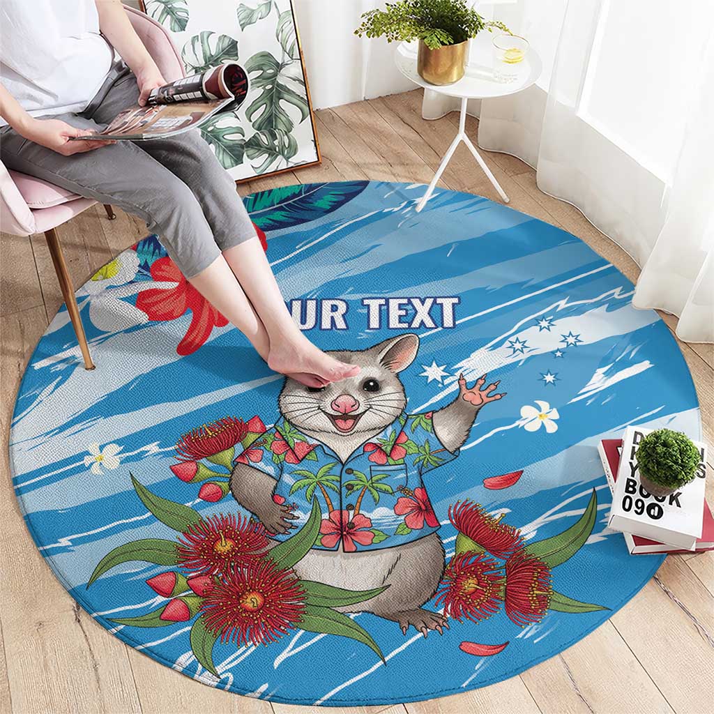 Australian Possum Eucalyptus Blossom Round Carpet Christmas Vibe - Aussie Hoodie