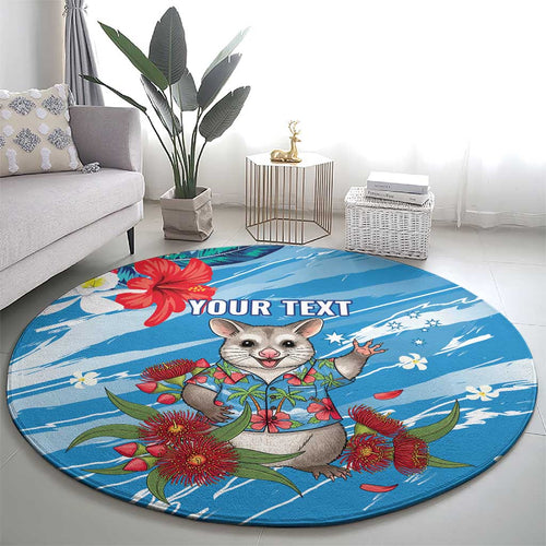 Australian Possum Eucalyptus Blossom Round Carpet Christmas Vibe - Aussie Hoodie