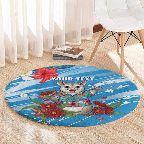 Australian Possum Eucalyptus Blossom Round Carpet Christmas Vibe - Aussie Hoodie