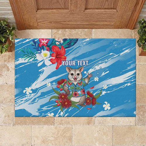Australian Possum Eucalyptus Blossom Rubber Doormat Christmas Vibe - Aussie Hoodie