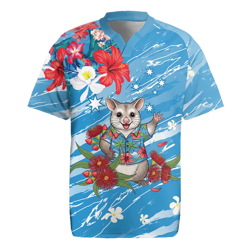 Australian Possum Eucalyptus Blossom Rugby Jersey Christmas Vibe - Aussie Hoodie